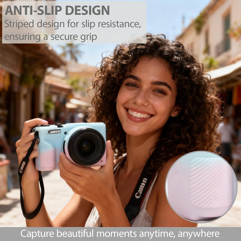 Frevyve Case for Canon G7X Mark III Camera, Soft Silicone Protective Case, Slim Fit Sleeve with Removable Lens Cover and Screen Protector Accessories, Lightweight, Anti-Scratch (Jelly Pink Green) - Image 2